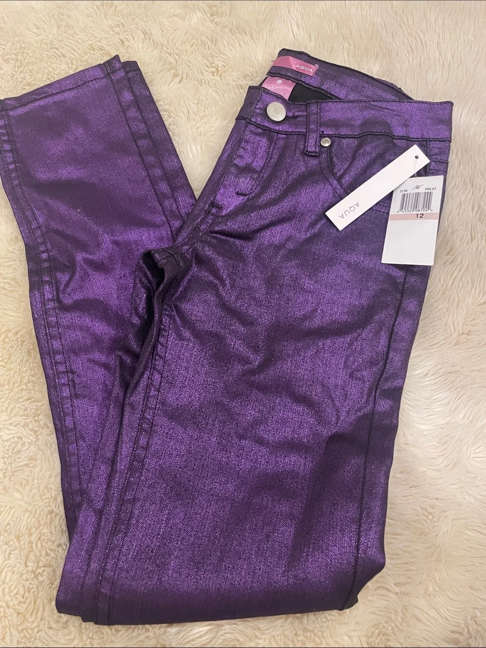 Purple Metallic girls Jeans